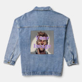 Custom Foto Women's Blue Denim Jacket Jeansjacke (Rückseite)