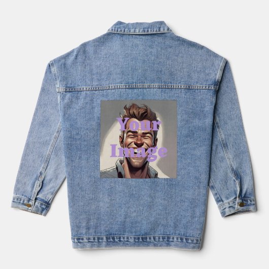 Custom Foto Women's Blue Denim Jacket Jeansjacke (Rückseite)