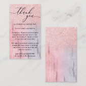 Custom Foto Wooden Glitz Sparkle Pink Vielen Dank Begleitkarte (Vorne/Hinten)