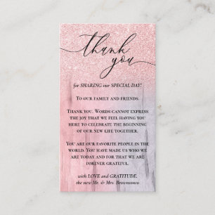 Custom Foto Wooden Glitz Sparkle Pink Vielen Dank Begleitkarte