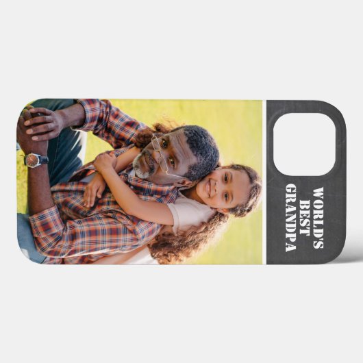 Custom Foto World's Best Grandpa Modern Gray Case-Mate iPhone Hülle (Rückseite (Horizontal))