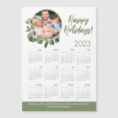 Custom Foto Wreath 2023 Calendar Happy Holidays Magnetkarte (Vorderseite)