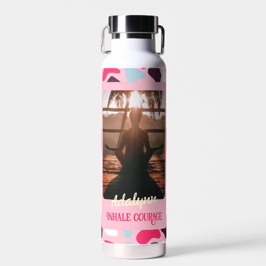 Custom Foto Yogo Lover Teacher Mama Frauen Geschen Trinkflasche (Vorne)