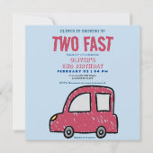 Custom Foto, Zwei Fast Car Thema Junge 2. Geburtst Einladung (Vorderseite)