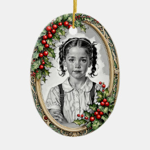Custom Foto zweiseitig heilige gerahmte Weihnachte Keramik Ornament