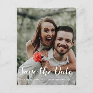 Custom Fotoromantic modern Save the Date Ankündigungspostkarte