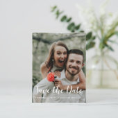Custom Fotoromantic modern Save the Date Ankündigungspostkarte (Stehend Vorderseite)