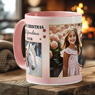 Custom Fotos Best Oma je Pink Weihnachten Kaffeetasse