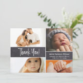 Custom Fotos Chalkboard Geburtsdatum Kinderdusche Dankeskarte (Stehend Vorderseite)