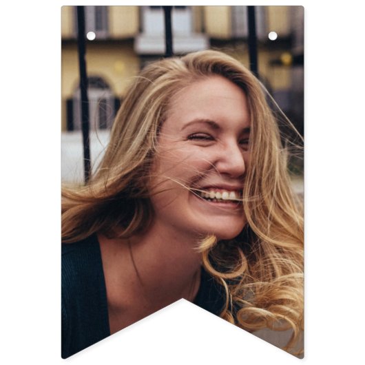 Custom Fotos Chic Pink Black Graduate  Wimpelkette (Erste Fahne)