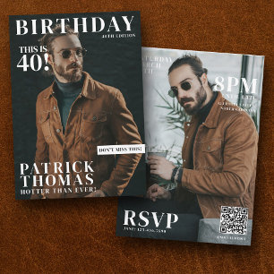 Custom Fotos Geburtstagsmagazin Cover Male 40. Einladung