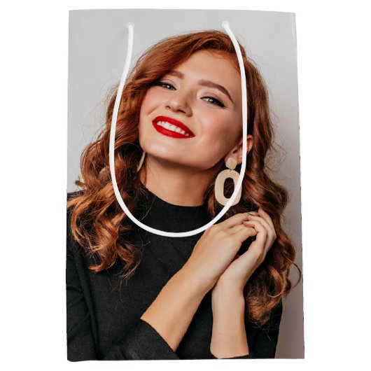Custom Fotos Party Selfie Picture Fotografie Mittlere Geschenktüte (Vorderseite)