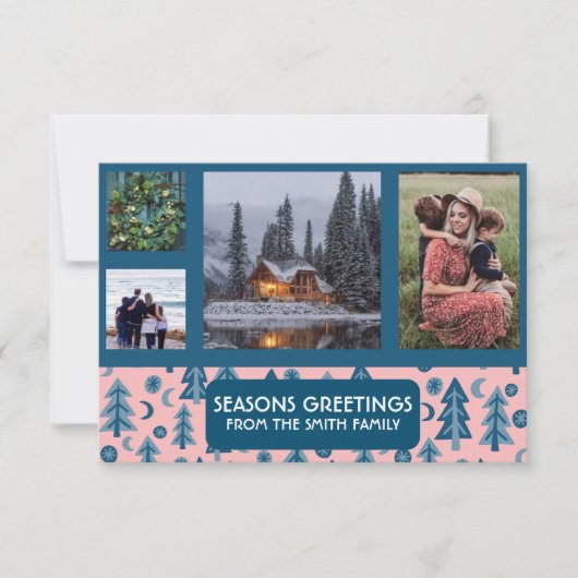 CUSTOM FOTOS Retro Pine Trees Weihnachtskarte (Vorderseite)