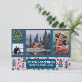 CUSTOM FOTOS Retro Pine Trees Weihnachtskarte (Stehend Vorderseite)