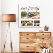 Custom Four Family Foto Collage Elegantes Skript Leinwanddruck