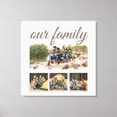 Custom Four Family Foto Collage Elegantes Skript Leinwanddruck (Vorderseite)