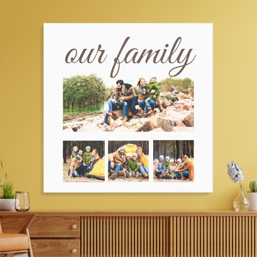 Custom Four Family Foto Collage Elegantes Skript Leinwanddruck (Insitu (Wohnzimmer))