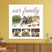 Custom Four Family Foto Collage Elegantes Skript Leinwanddruck (Insitu (Wohnzimmer))