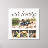 Custom Four Family Foto Collage Elegantes Skript Leinwanddruck (Vorderseite)