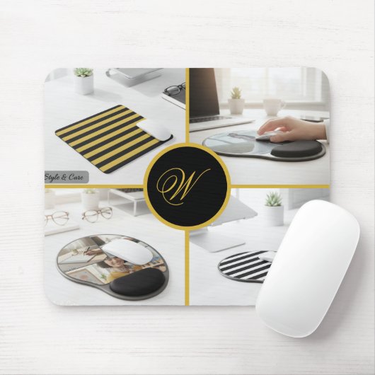 Custom Four Photo Monogram Design Perfect Mousepad (Mit Mouse)