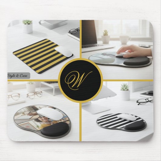 Custom Four Photo Monogram Design Perfect Mousepad (Vorne)