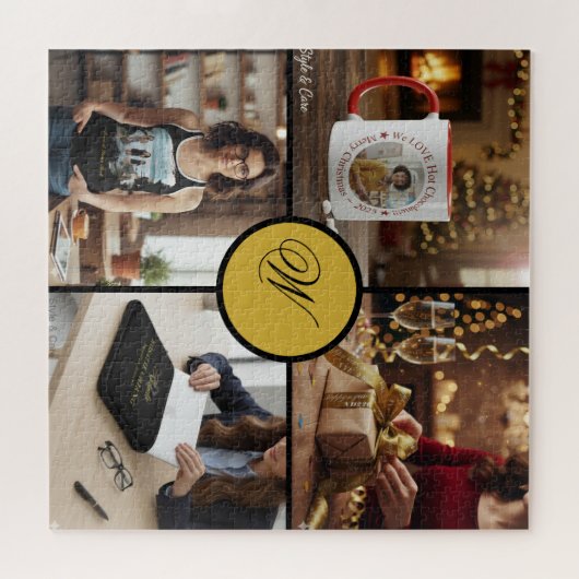 Custom Four Photo Monogram Design Perfect Puzzle (Horizontal)
