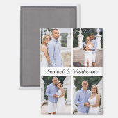 Custom Four Photo Romantic Keepsake with Names Magnet (Vorderseite/Rückseite)