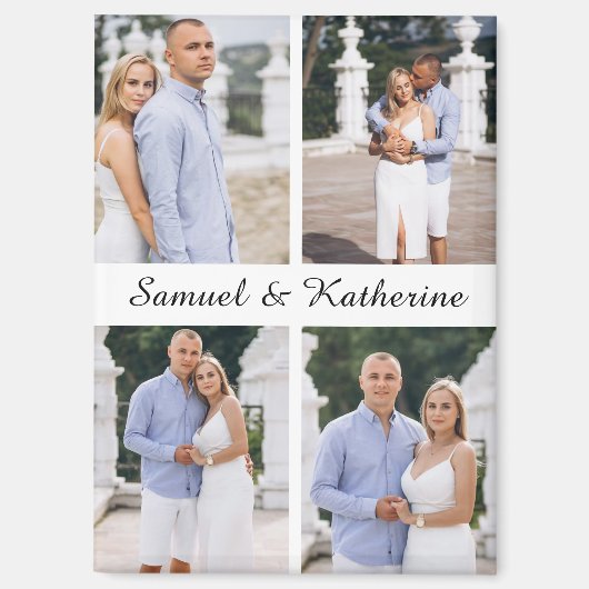 Custom Four Photo Romantic Keepsake with Names Magnet (Vorderseite)
