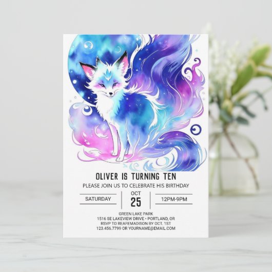 Custom Fox Birthday Bash Einladung (Stehend Vorderseite)