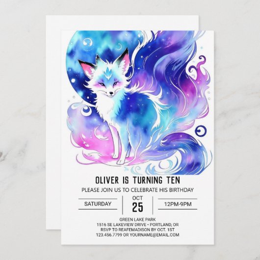 Custom Fox Birthday Bash Einladung (Vorne/Hinten)