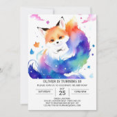 Custom Fox Birthday Bliss Einladung (Vorderseite)