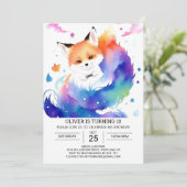 Custom Fox Birthday Bliss Einladung (Stehend Vorderseite)