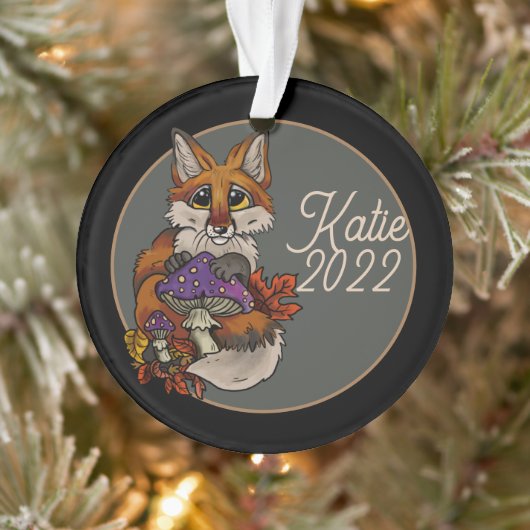 Custom Fox Ornament mit Herbst Toadstools (Baum)