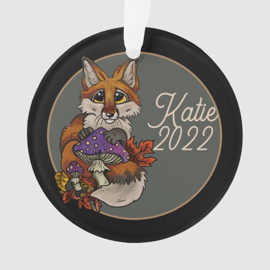 Custom Fox Ornament mit Herbst Toadstools (Vorderseite)