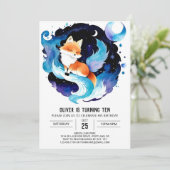 Custom Fox Printable Birthday Einladung (Stehend Vorderseite)