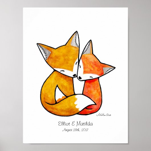 Custom Fox Wall Art Einzigartiges Hochzeitsgeschen Poster (Vorne)