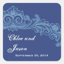 Custom French and Baby Blue Wedding Quadratischer Aufkleber
