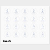 Custom French Blue Doodle Minimalistisch Hochzeits Runder Aufkleber (Blatt)