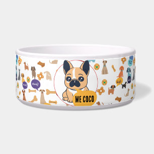 Custom French Bulldog Dog Bowl - Funny Woof Design Napf