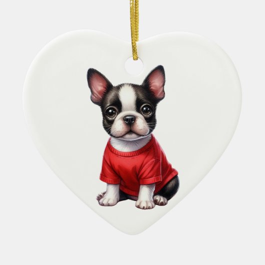 Custom French Bulldog Dog Valentine Keramik Ornament (Vorne)