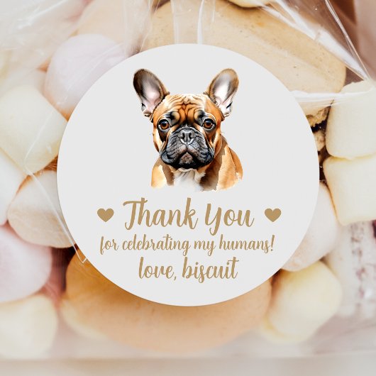 Custom French Bulldog Gastgeschenk Hochzeit Sticke Runder Aufkleber