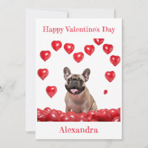 Custom French Bulldog Heart Balloons Valentine Feiertagskarte