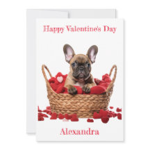 Custom French Bulldog Hearts in Basket Valentine