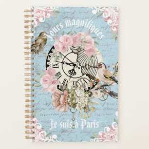 Custom French Ephemerwork Birds Blume blau Planer