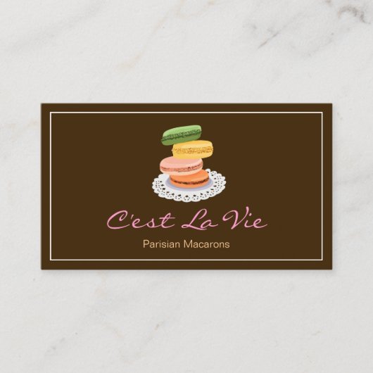 Custom French Parisian Macarons Dessert Store Visitenkarte (Vorderseite)