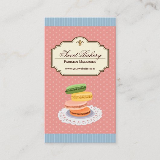 Custom French Parisian Macarons Dessert Store Visitenkarte (Vorderseite)