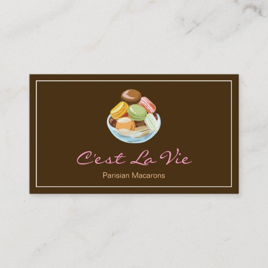 Custom French Parisian Macarons Dessert Store Visitenkarte (Vorderseite)