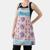 Custom French Pastel Pink Blue Pansy Womans Name Schürze (InSitu)