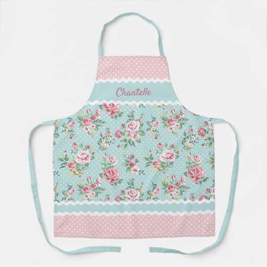 Custom French Pastell Aquamarin Blue Blush Pink Ro Schürze (Vorderseite)