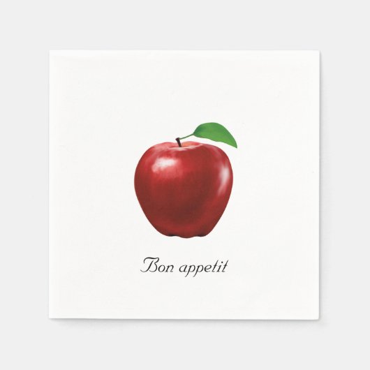 Custom Fresh Red Apple on White Napkins Serviette (Vorderseite)